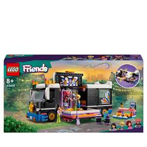 Giocattolo LEGO Friends 42619 Tour Bus delle Pop Star Giochi per Bambini 8+ Modello da Costruire di Autobus Giocattolo 4 Mini Bamboline LEGO