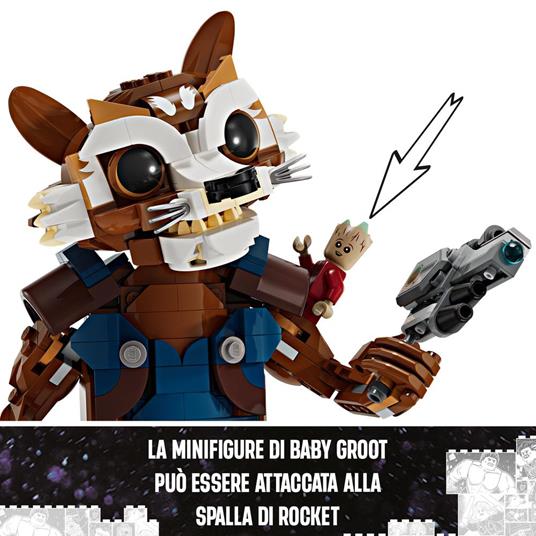 LEGO Marvel 76282 Rocket e Baby Groot, Giochi per Bambini di 10+ Anni con Action Figure Snodabile e Minifigure del Supereroe - 4