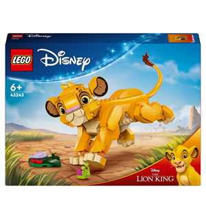 Giocattolo LEGO Disney 43243 Simba, il Cucciolo del Re Leone, Giochi di Fantasia per Bambini 6+ Anni, Personaggio Giocattolo Costruibile LEGO