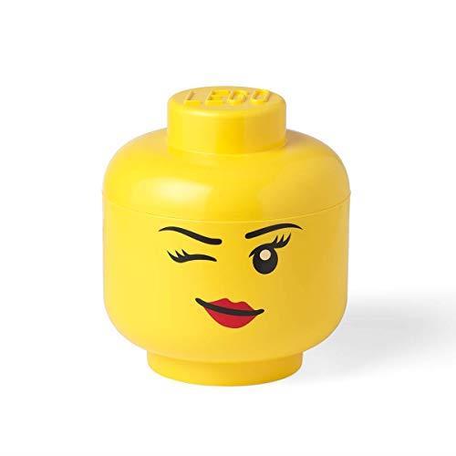 LEGO Scatola Testa Ragazza Porta Oggetti Piccola Impilabile, 2,0 L, Giallo  - LEGO - Set mattoncini - Giocattoli