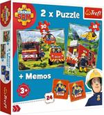 Trefl 90791 Feuerwehrmann Sam, 2 Puzzle + Memos