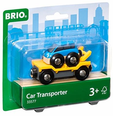 BRIO WORLD - Vagone per Trasporto Auto, Veicoli per Pista Trenino BRIO con Luci, Età 3+ Anni - 4