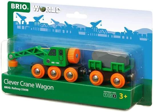 BRIO WORLD - Vagone con Gru, Veicoli per Pista Trenino BRIO, 4 Pezzi, Età 3+ Anni - 3