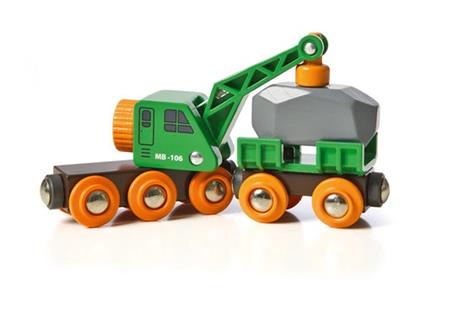 BRIO WORLD - Vagone con Gru, Veicoli per Pista Trenino BRIO, 4 Pezzi, Età 3+ Anni - 4