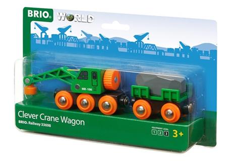 BRIO WORLD - Vagone con Gru, Veicoli per Pista Trenino BRIO, 4 Pezzi, Età 3+ Anni - 6