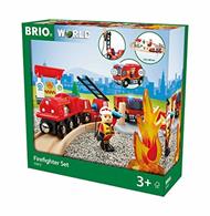 BRIO WORLD - Set Ferrovia Vigili del Fuoco, Pista Trenino con Accessori, 18 pezzi, Età 3+ Anni