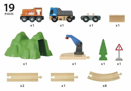 BRIO WORLD - Set Ferrovia Carica e Trasporta, Pista Trenino con Accessori, 19 pezzi, Età 3+ Anni - 11