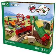 BRIO WORLD - Set Ferrovia Fattoria degli Animali, Pista Trenino con Accessori, 30 pezzi, Età 3+ Anni