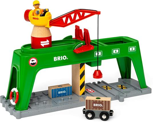 BRIO WORLD - Gru per Container, Gru e Veicoli, Cantiere Giocattolo, Set da 6 Pezzi, Età 3+ Anni - 2