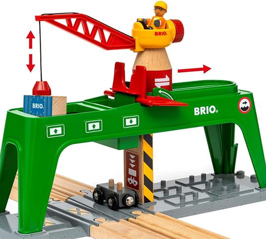 BRIO WORLD - Gru per Container, Gru e Veicoli, Cantiere Giocattolo, Set da 6 Pezzi, Età 3+ Anni - 5