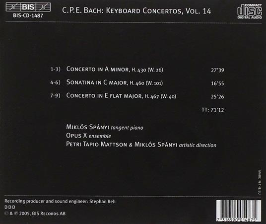 Concerti per strumento a tastiera vol.14 - CD Audio di Carl Philipp Emanuel Bach - 2