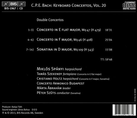 Concerti per strumento a tastiera vol.20 - CD Audio di Carl Philipp Emanuel Bach - 2