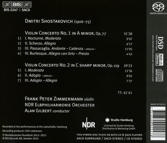 Concerti per Violino n.1, n.2 - SuperAudio CD di Dmitri Shostakovich,Frank Peter Zimmermann - 2