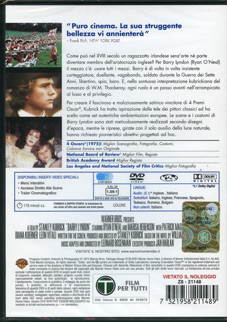 Barry Lyndon - DVD - Film di Stanley Kubrick Drammatico | Feltrinelli