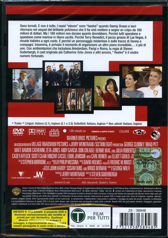 Ocean's Twelve di Steven Soderbergh - DVD - 2