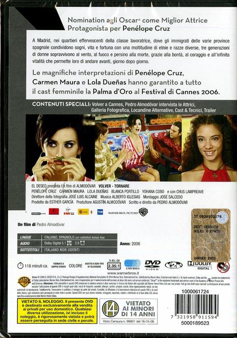 Volver. Tornare di Pedro Almodóvar - DVD - 2