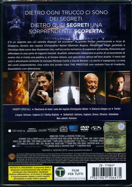 The Prestige - DVD - Film di Christopher Nolan Drammatico | Feltrinelli