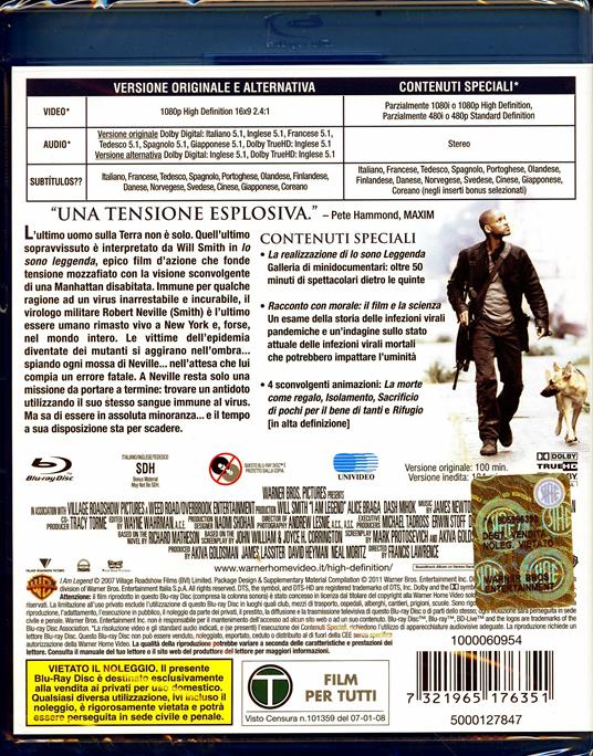 Io sono leggenda di Francis Lawrence - Blu-ray - 2