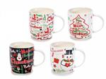 Set 4 Tazze da Colazione Natalizie in Porcellana Servizio do Tazze per 4 Persone Idea Regalo per il Natale