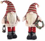 Babbo Natale in Stoffa con Barba Lunga, Lanterne e Ghirlanda Set da 2 Statuine Natalizie Decorative Idea Regalo