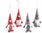 Decorazioni per Albero di Natale Babbo e Mamma Natale In Panno e Pelo Sintetico Set da 12 Pezzi Altezza 12 Cm