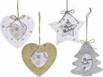 Portafoto Natalizi in Legno con Glitter Decorazioni Natalizie Personalizzabili per Albero e Casa Set da 16 Figure Assortite altezza 11,5 Cm