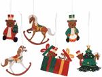 Decorazioni Natalizie per la Casa e l''Albero in Legno Addobbi Natalizi con Personaggi Vintage Set 48 Pezzi Figure Assortite Altezza 7,5 Cm