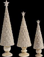 Alberi di Natale da Tavolo con Glitter Dorati e Puntale a Stella Tris di Alberi di Natale per Addobbare Casa e Negozi idea Regalo