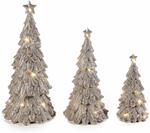 Alberi di Natale Luminosi da Tavolo in Resina con Glitter Decorazione Natalizia per la Casa Set 3 Alberi da Appoggiare Idea Regalo