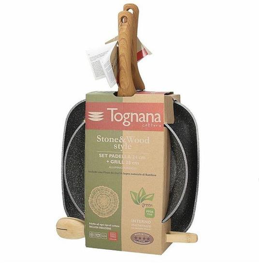 Tognana Porcellane Set Padella 24cm + Grill 28x28cm + Pinza Chef Bamboo  Stone&Wood - Tognana Porcellane - Idee regalo