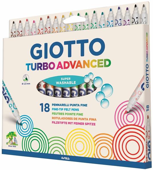 Pennarelli Giotto Turbo Advanced. Scatola 18 colori assortiti