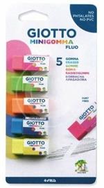 Gomma Giotto Minigomma Fluo. Confezione 5 pezzi