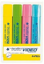 Evidenziatore Tratto Video. Confezione 4 colori assortiti