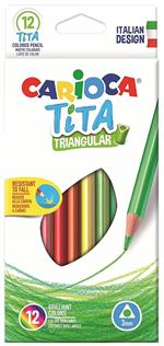 Matite colorate Carioca Tita Triangular. Confezione 12 colori assortiti