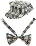 Cappello e farfallino tartan beige