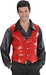 Gilet in paillettes rosso. Taglia L