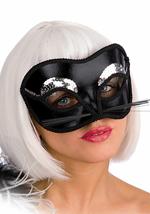 Maschera Gatta Nera In Tessuto con Paillettes Argento