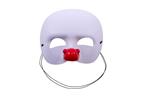 Maschera Clown Mezzo Viso In Tessuto Bianco con Naso In Plastica Morbida