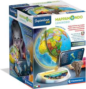 Giocattolo Clementoni Sapientino Più - Mappamondo Luminoso, Gioco Educativo per Bambini dai 7 Anni in su, Globo Educativo 22cm Clementoni