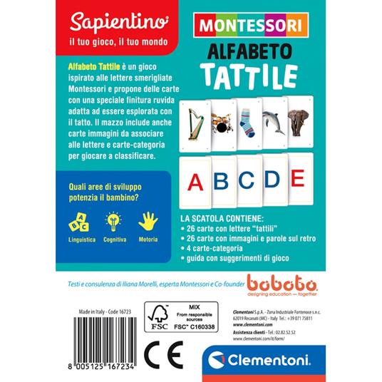 Montessori - Alfabeto Tattile - Clementoni - Lettura e scrittura -  Giocattoli