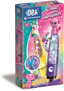 Giocattolo Clementoni Idea - Create Your Highlighters: Trendy Animals, Laboratorio degli Evidenziatori Personalizzati, Kit Creativo Clementoni