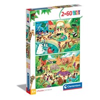 Lo Zoo 2 x 60 pezzi (21603) - Clementoni - Super Color - Puzzle da 100 a  300 pezzi - Giocattoli