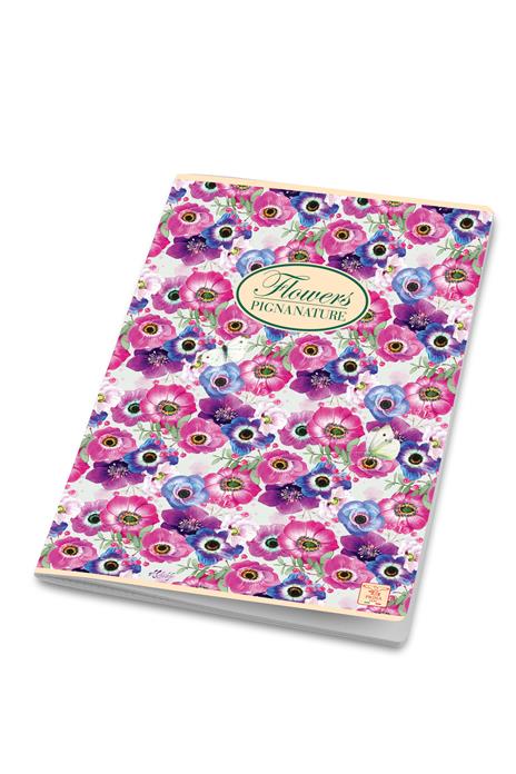 Quaderno Maxi Pigna Nature Flowers, quadretti 4mm, 42Ff/Sh - 21 x 29,7 cm - 6