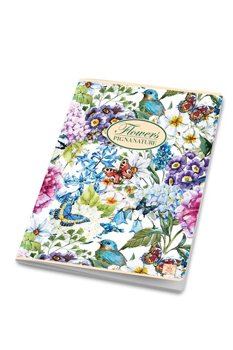 Quaderno Maxi Pigna Nature Flowers, quadretti grandi 5mm 42Ff/Sh - 21 x 29,7 cm - 7