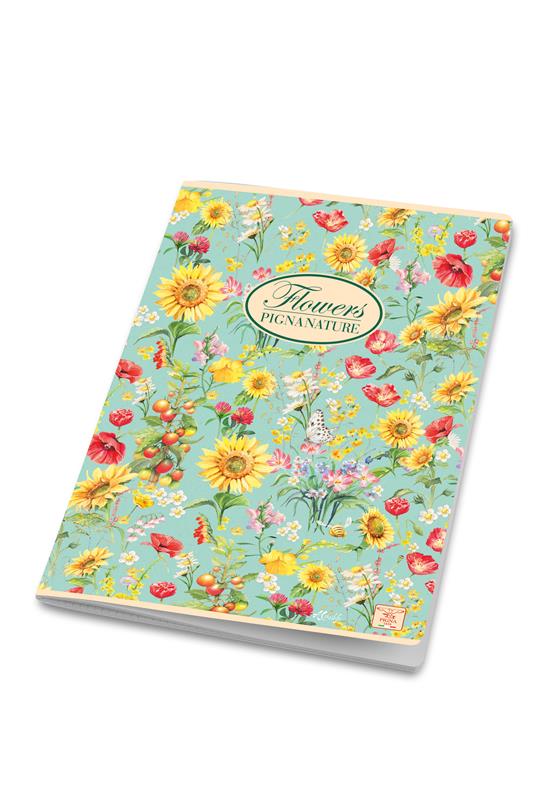 Quaderno Maxi Pigna Nature Flowers, quadretti grandi 5mm 42Ff/Sh - 21 x 29,7 cm - 10