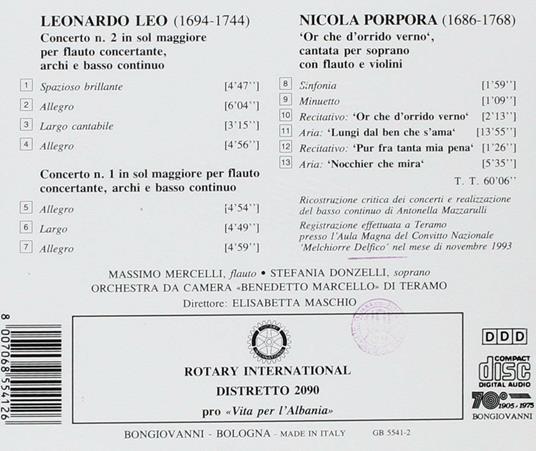 Concerti per flauto n.1, n.2 / Or che d'orrido verno - CD Audio di Leonardo Leo,Nicola Antonio Porpora - 2