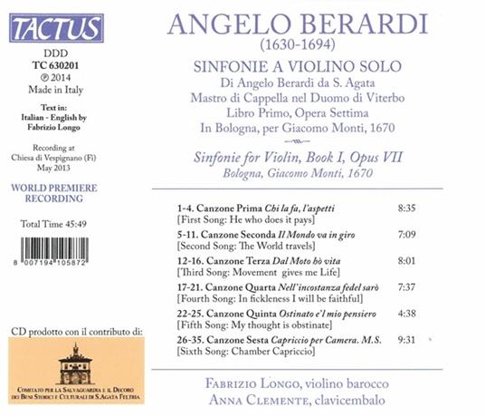 Sinfonie a violino solo - CD Audio di Angelo Berardi - 2