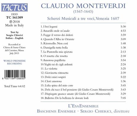 Scherzi musicali. Venezia 1607 - CD Audio di Claudio Monteverdi - 2