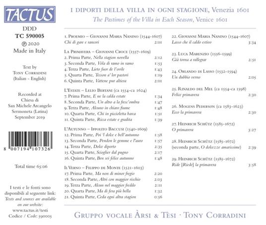 I diporti della villa in ogni stagione - CD Audio di Gruppo Vocale Arsi e Tesi - 2