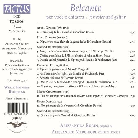 Belcanto per voce e chitarra - CD Audio di Alessandra Borin - 2